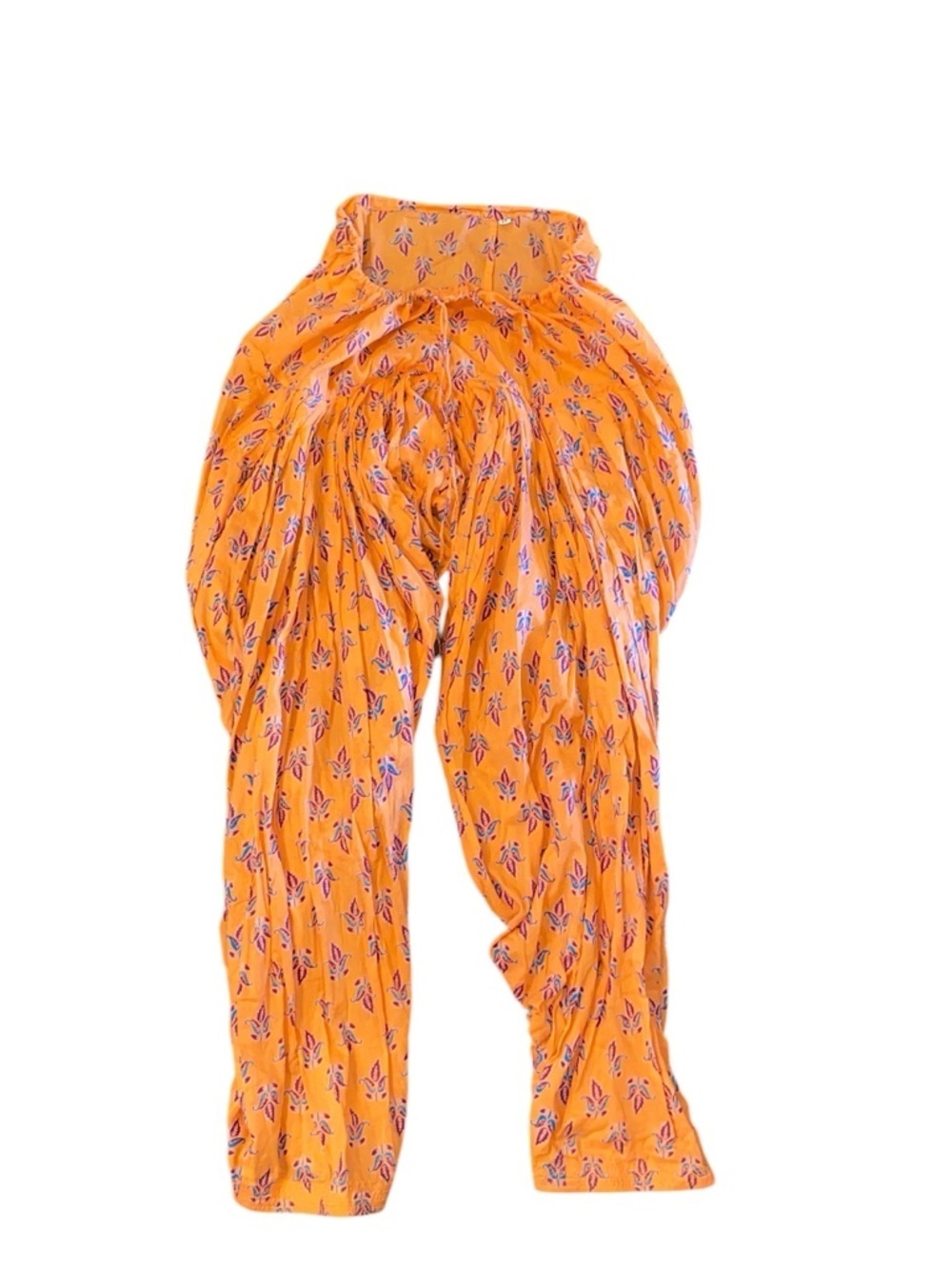 Patiala Pants Orange Purple Printed Draped harem yogi yoga boho bohemian cotton - Picture 3 of 11